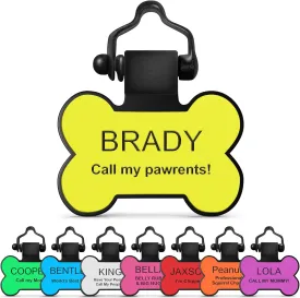 SiliDog - The Original Silicone Silent Dog Tag - Personalized Engraved Soundless Pet ID - As Seen On Shark Tank - Durable - Never Fades - Bone - Yellow