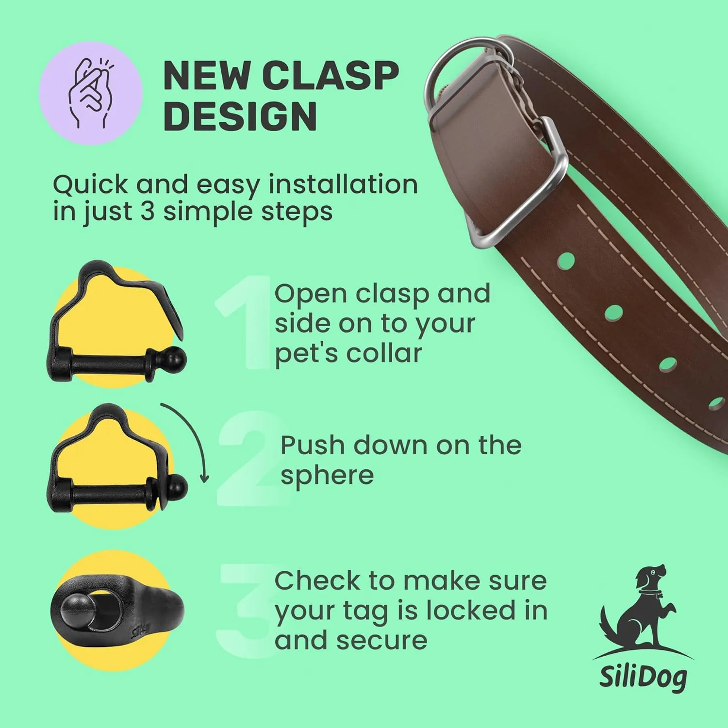 SiliDog - The Original Silicone Silent Dog Tag - Personalized Engraved Soundless Pet ID - As Seen On Shark Tank - Durable - Never Fades - Bone - Yellow