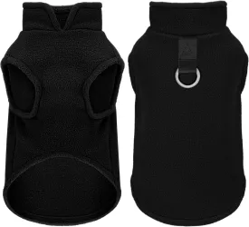 Sleeveless Pullover Fleece Vest for Small Dogs: Cozy Polyester Dog Jacket, Tank Top Sweater with Leash Ring and Armholes C Soft, Warm, and Easy-to-Wear Design for Everyday Comfort Black M