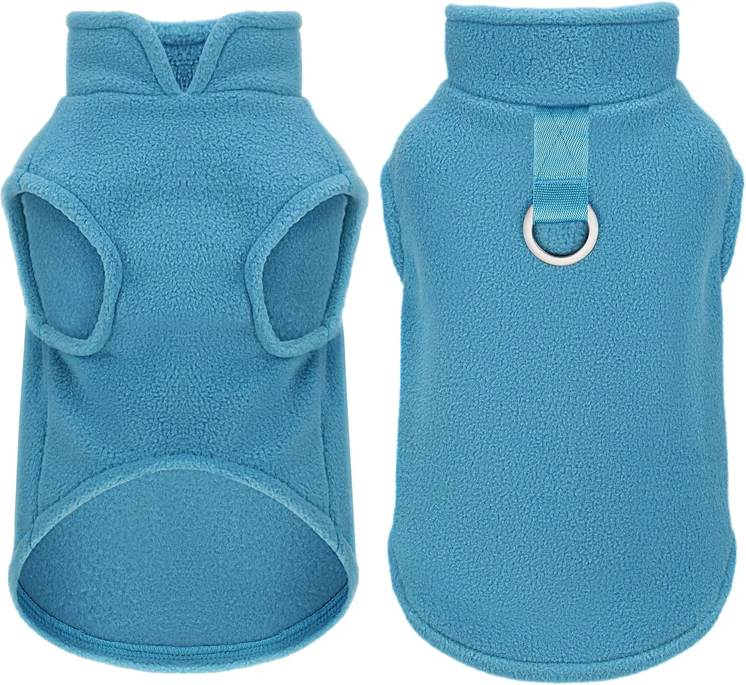 Sleeveless Pullover Fleece Vest for Small Dogs: Cozy Polyester Dog Jacket, Tank Top Sweater with Leash Ring and Armholes C Soft, Warm, and Easy-to-Wear Design for Everyday Comfort Lake Blue M