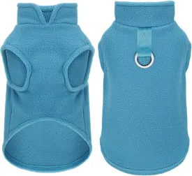 Sleeveless Pullover Fleece Vest for Small Dogs: Cozy Polyester Dog Jacket, Tank Top Sweater with Leash Ring and Armholes C Soft, Warm, and Easy-to-Wear Design for Everyday Comfort Lake Blue M