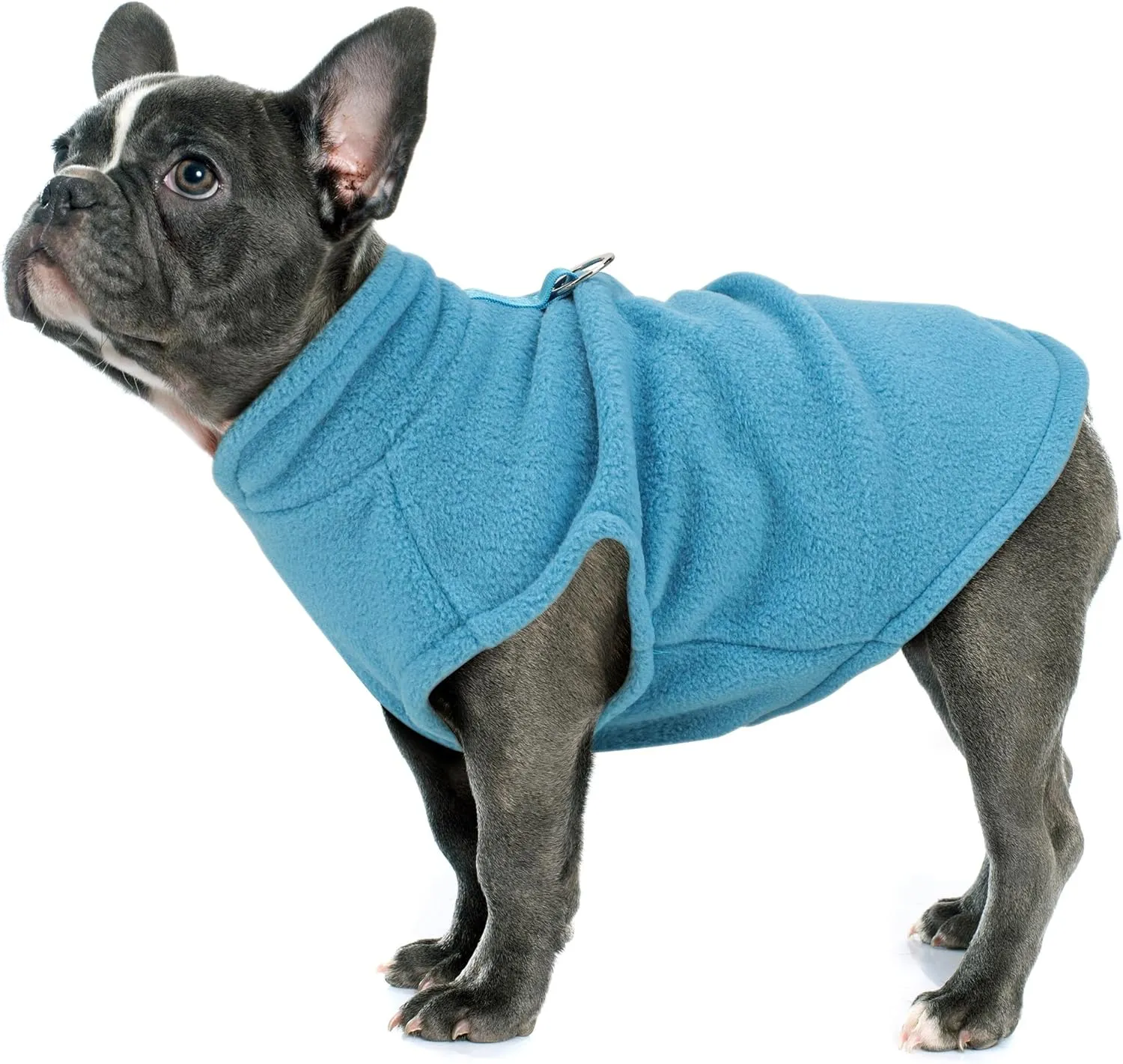 Sleeveless Pullover Fleece Vest for Small Dogs: Cozy Polyester Dog Jacket, Tank Top Sweater with Leash Ring and Armholes C Soft, Warm, and Easy-to-Wear Design for Everyday Comfort Lake Blue M