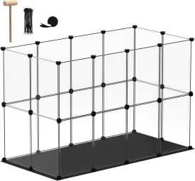 Small Animal Playpen, Guinea Pig Cages with Waterproof Mat, 24 Panels Pet Playpen for Hamsters, Hedgehog, Bunny, Ferret, Indoor Outdoor Plastic Fence, 48.5 x 24.8 x 32.3 inches