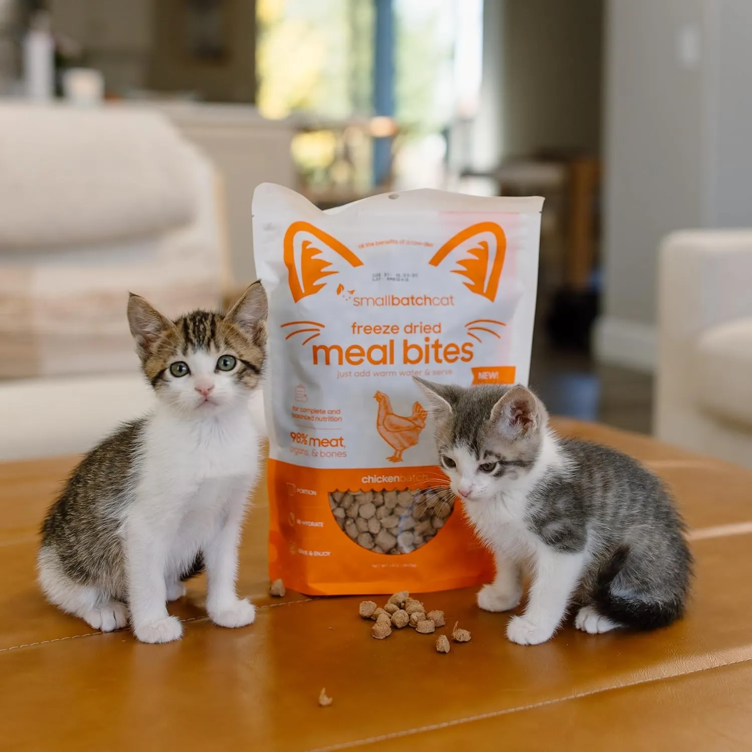 smallbatch Pets Cat Freeze Dried Meal Bites, Premium Raw Cat Food, Chicken Recipe, 10 oz, Humanely Sourced Meat and Made in The USA