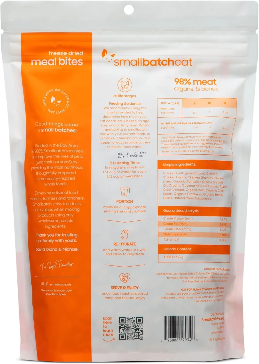 smallbatch Pets Cat Freeze Dried Meal Bites, Premium Raw Cat Food, Chicken Recipe, 10 oz, Humanely Sourced Meat and Made in The USA