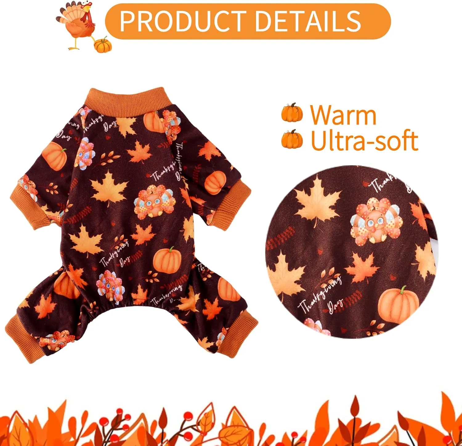 Yikeyo Dog Pajamas for Small Dogs Thanksgiving Christmas New Year Pet Puppy Pjs Jumpsuit Dog Sweater Doggie Pjs Clothes