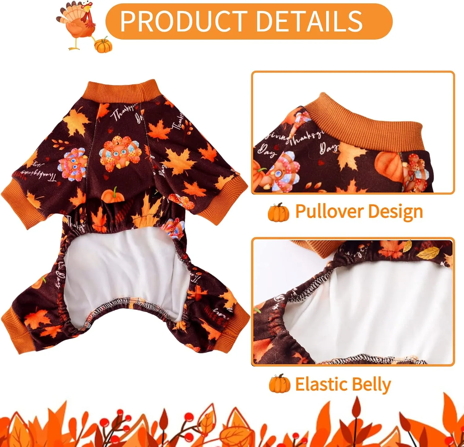Yikeyo Dog Pajamas for Small Dogs Thanksgiving Christmas New Year Pet Puppy Pjs Jumpsuit Dog Sweater Doggie Pjs Clothes