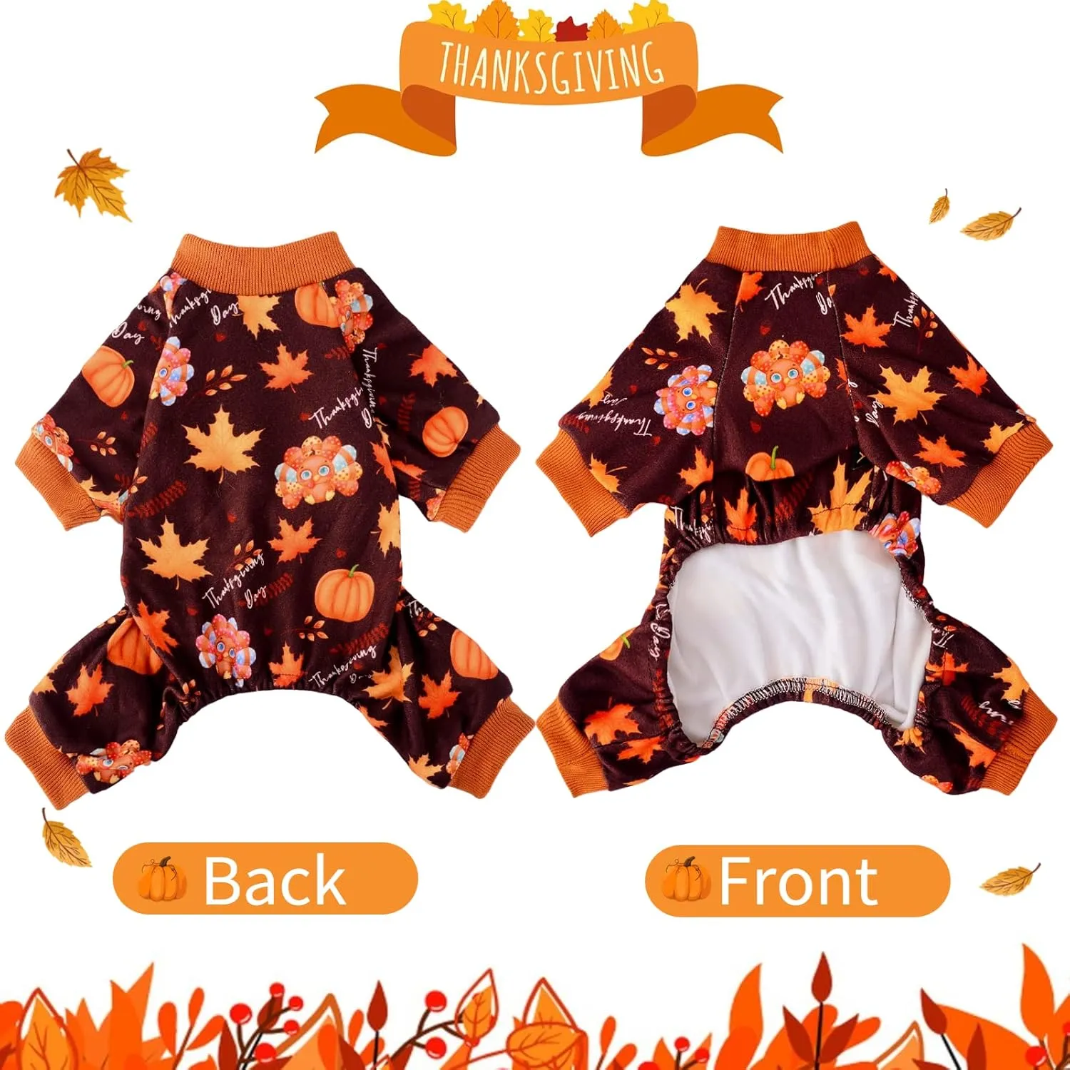 Yikeyo Dog Pajamas for Small Dogs Thanksgiving Christmas New Year Pet Puppy Pjs Jumpsuit Dog Sweater Doggie Pjs Clothes