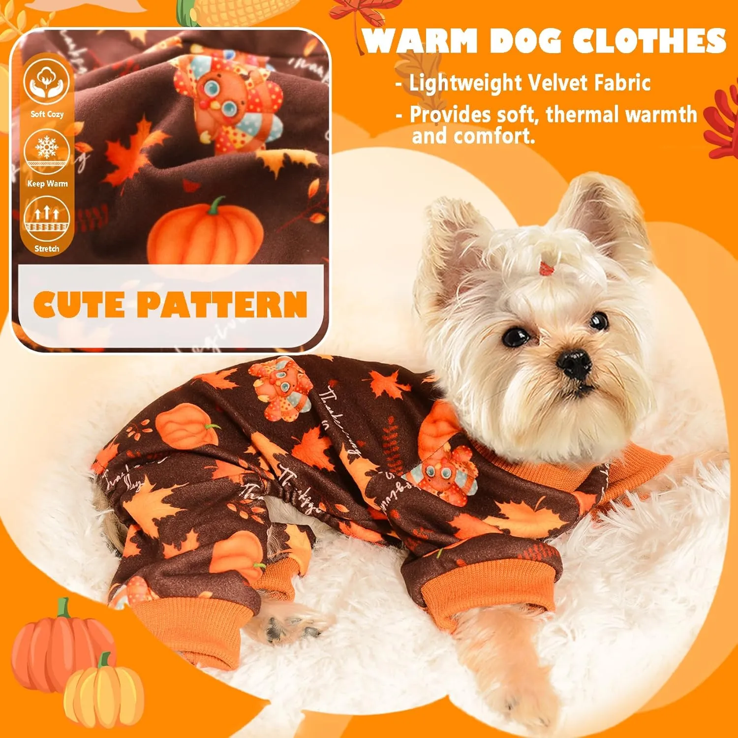 Yikeyo Dog Pajamas for Small Dogs Thanksgiving Christmas New Year Pet Puppy Pjs Jumpsuit Dog Sweater Doggie Pjs Clothes