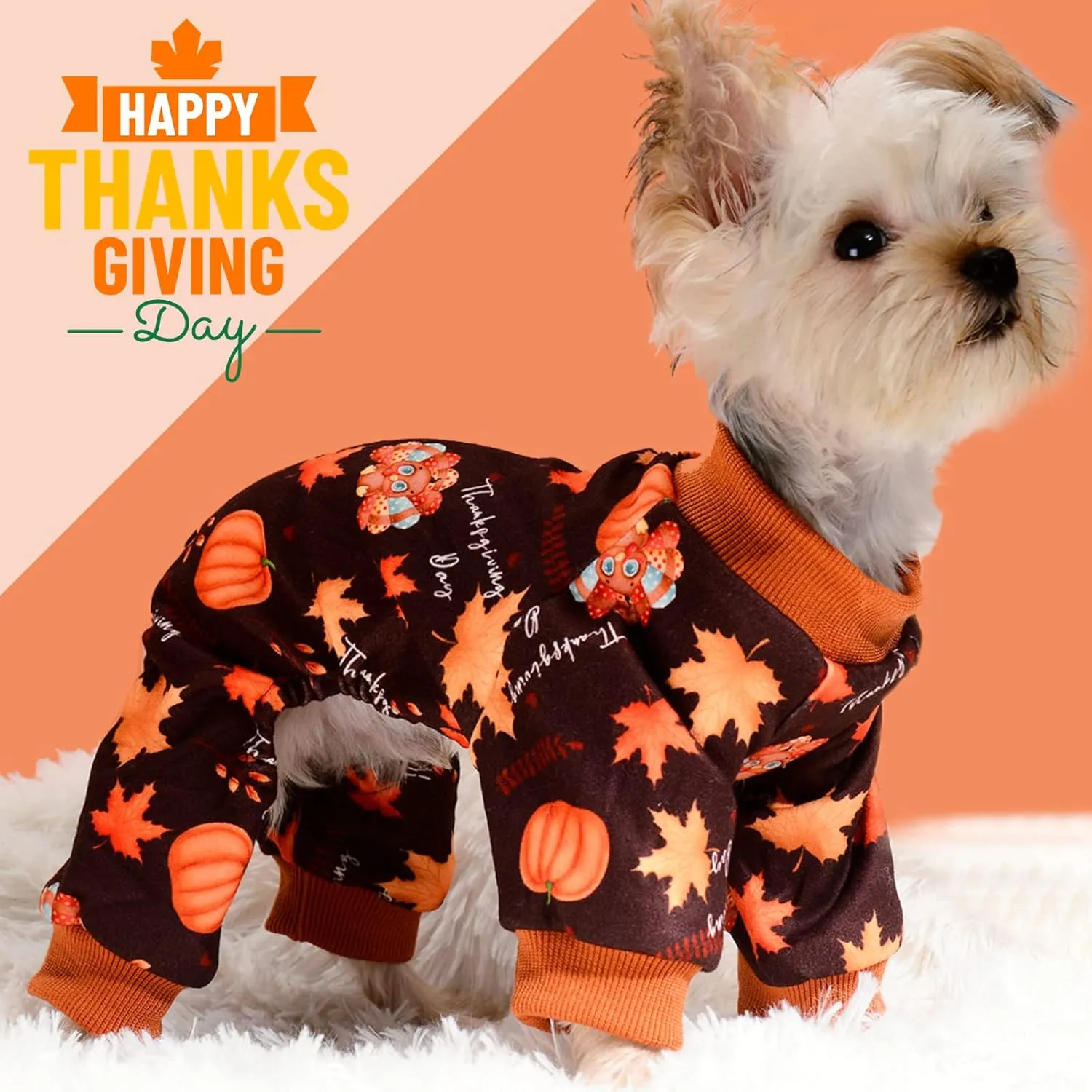 Yikeyo Dog Pajamas for Small Dogs Thanksgiving Christmas New Year Pet Puppy Pjs Jumpsuit Dog Sweater Doggie Pjs Clothes